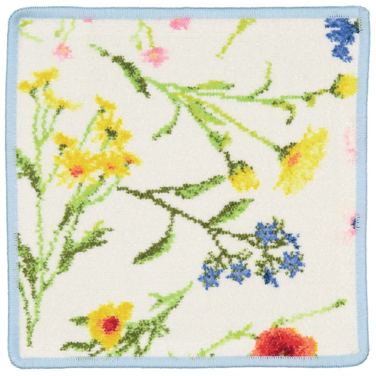 Chenilletuch Flower Meadow quadratisch blau 