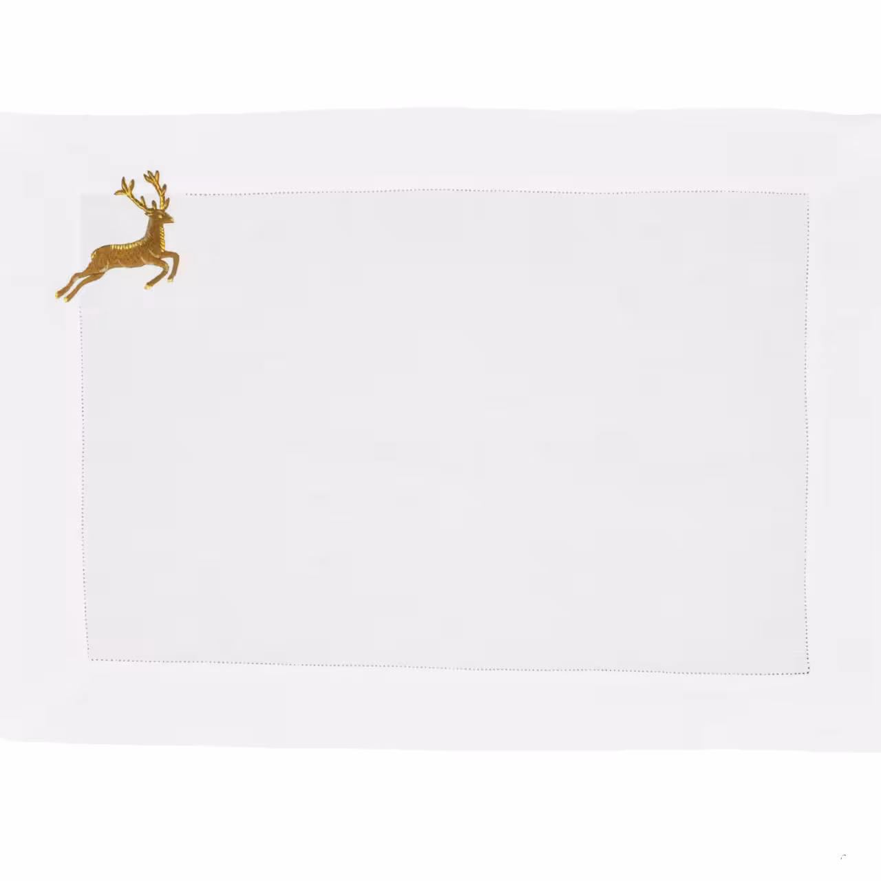 Serviette weiß mit Stickerei Hirsch in gold