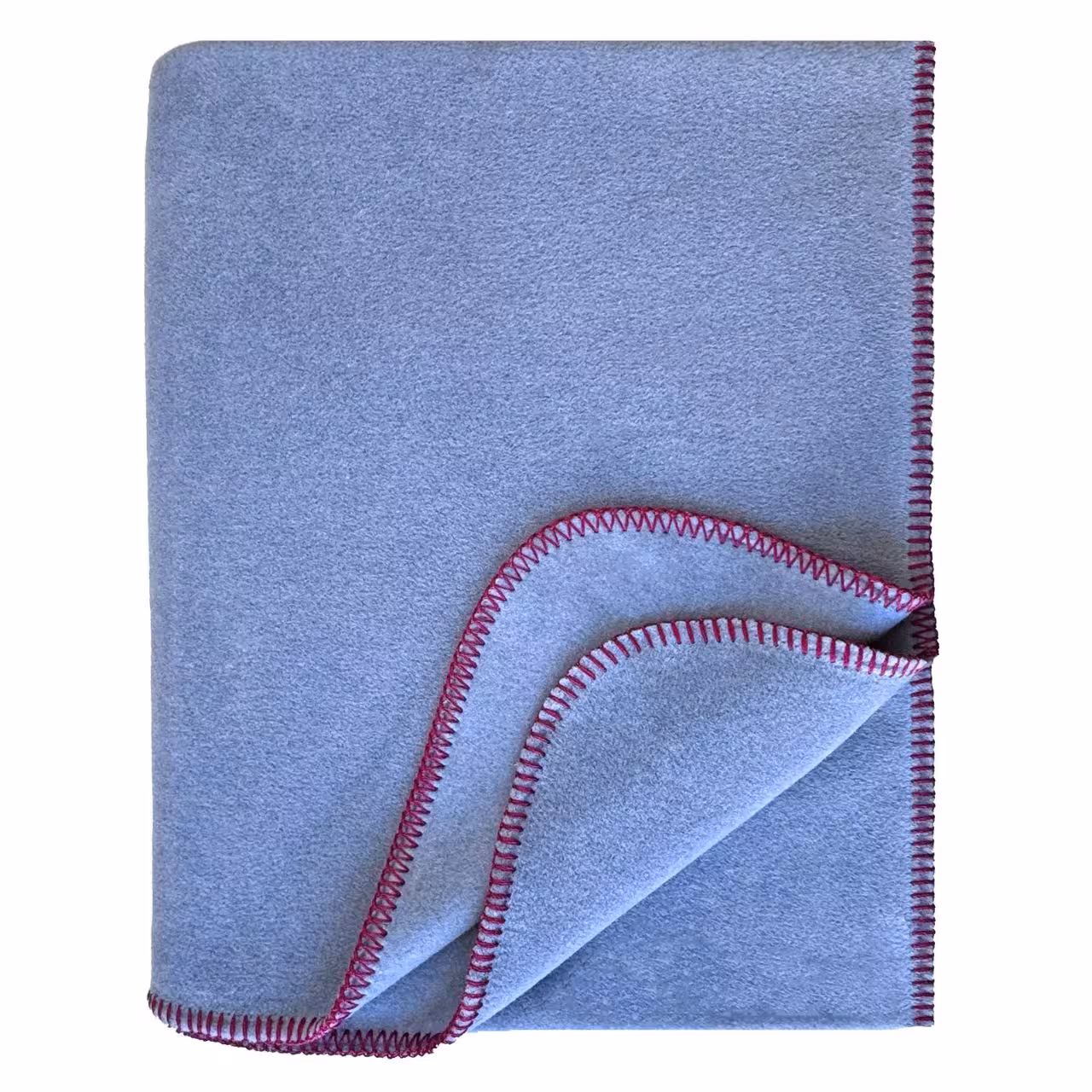 Fleece-Decke, Einfarbiges Blau, Rosa Kante, Wurfdecke, Weiches Material, 