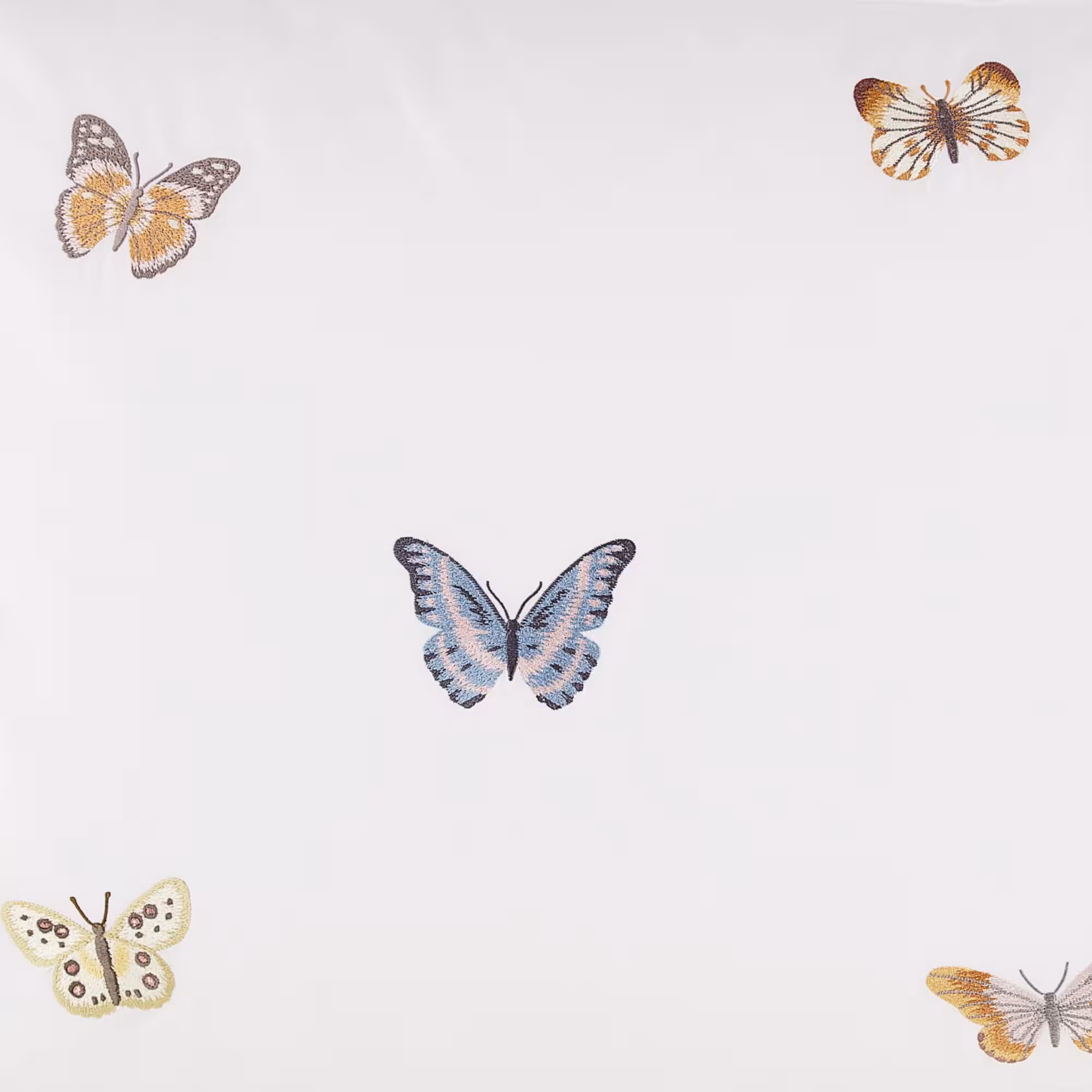 Bettwäsche Butterfly weiß mit bunten Schmetterlingen Detail