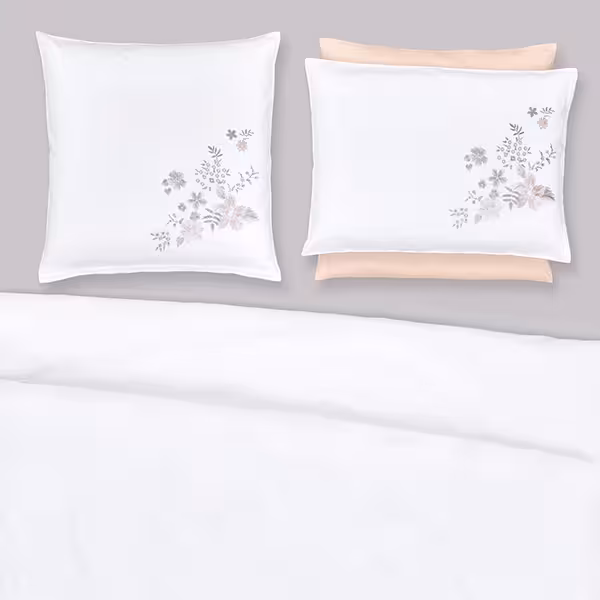 Kissen, Kissenbezug, Bettwäsche, Floral-Design, Weiß, 
