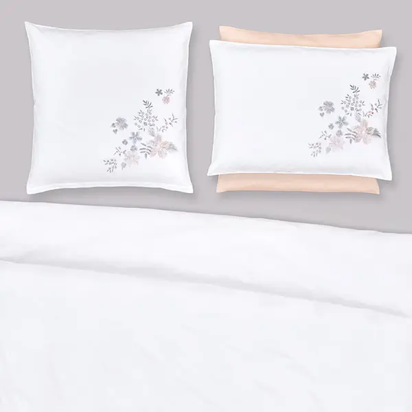 Kissen, Kissenbezug, Bettwäsche, Floral-Design, Weiß, 