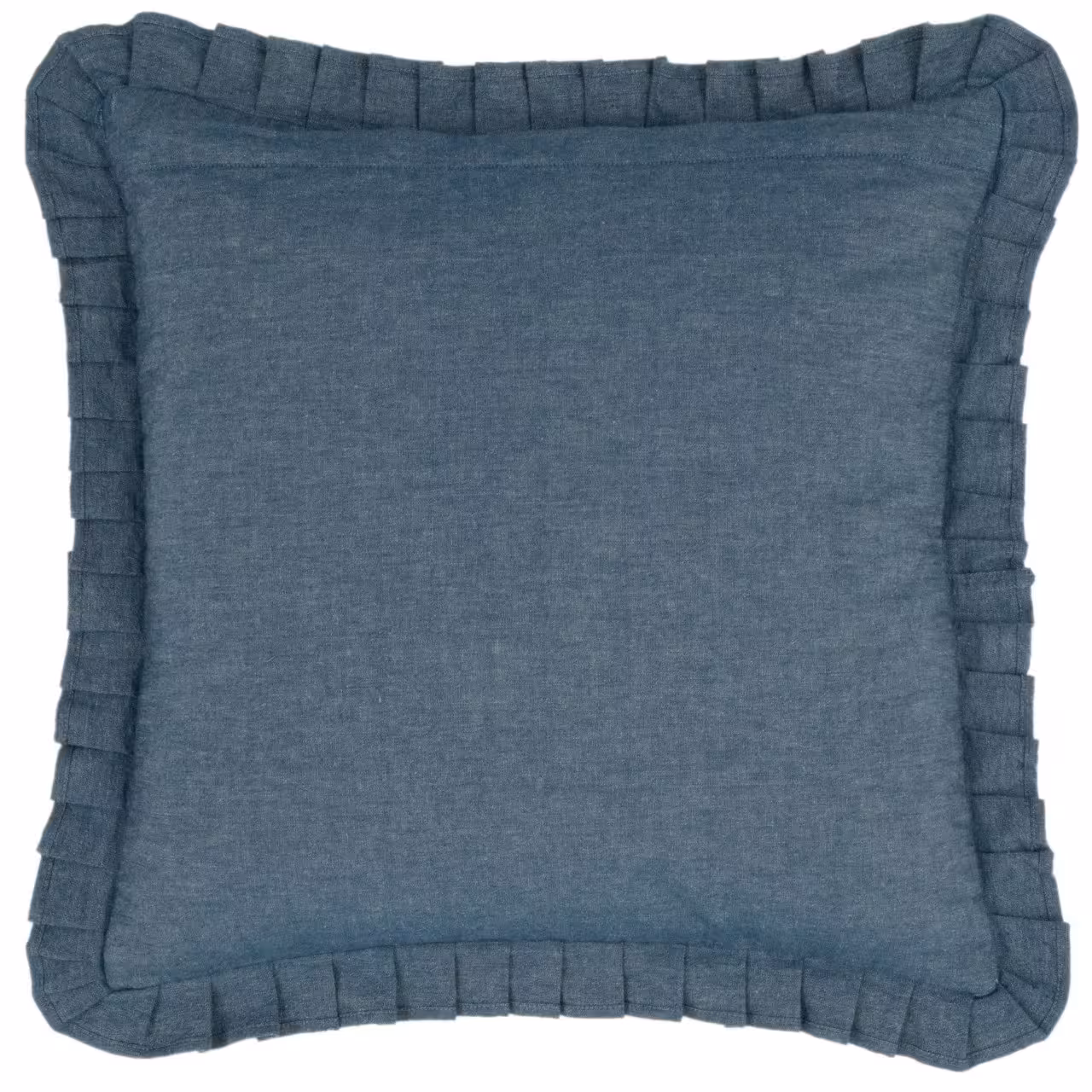 Dekokissen Margaret blau mit Monogramm und Rüschenrand Rückseite