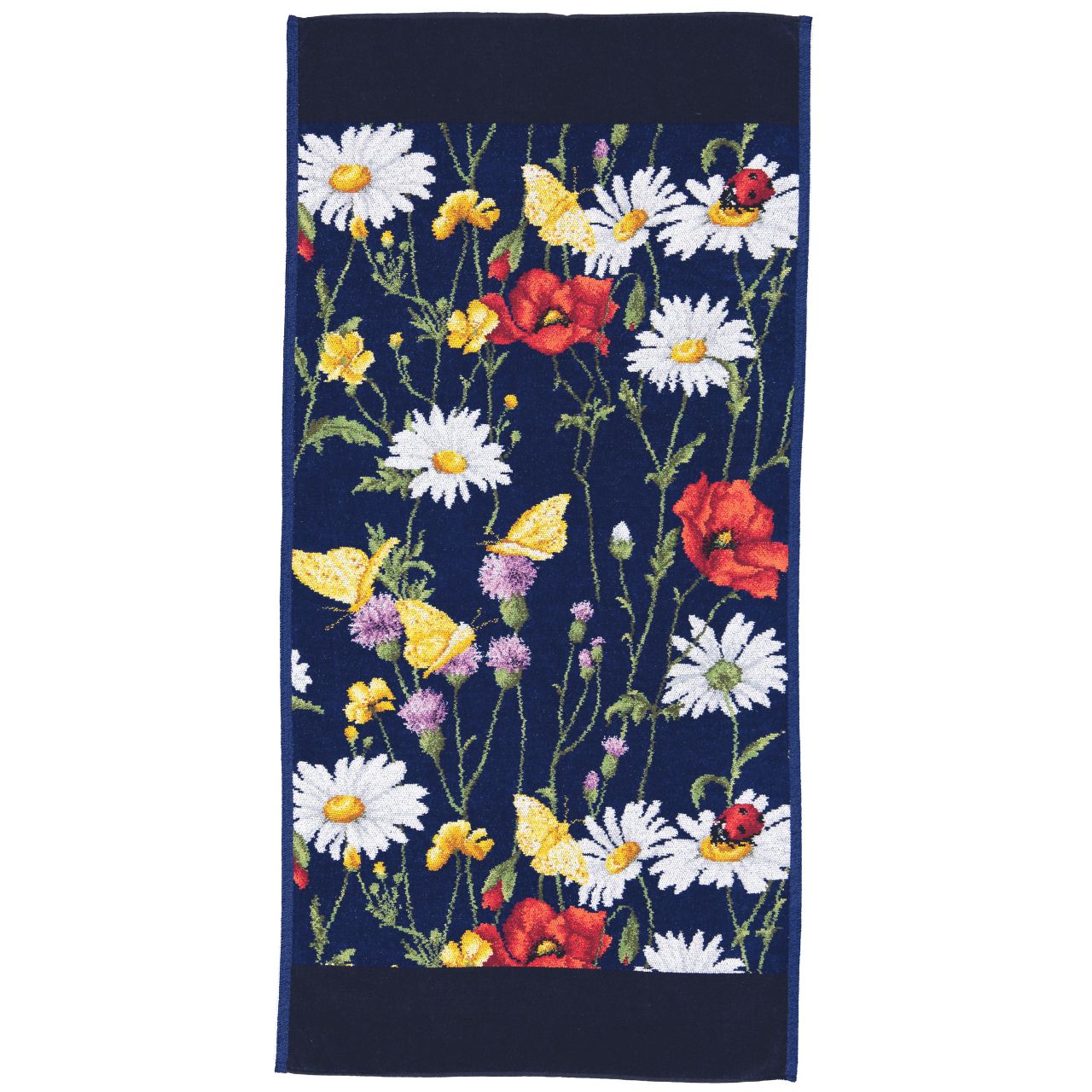Chenilletuch Daisy Field dunkelblau 