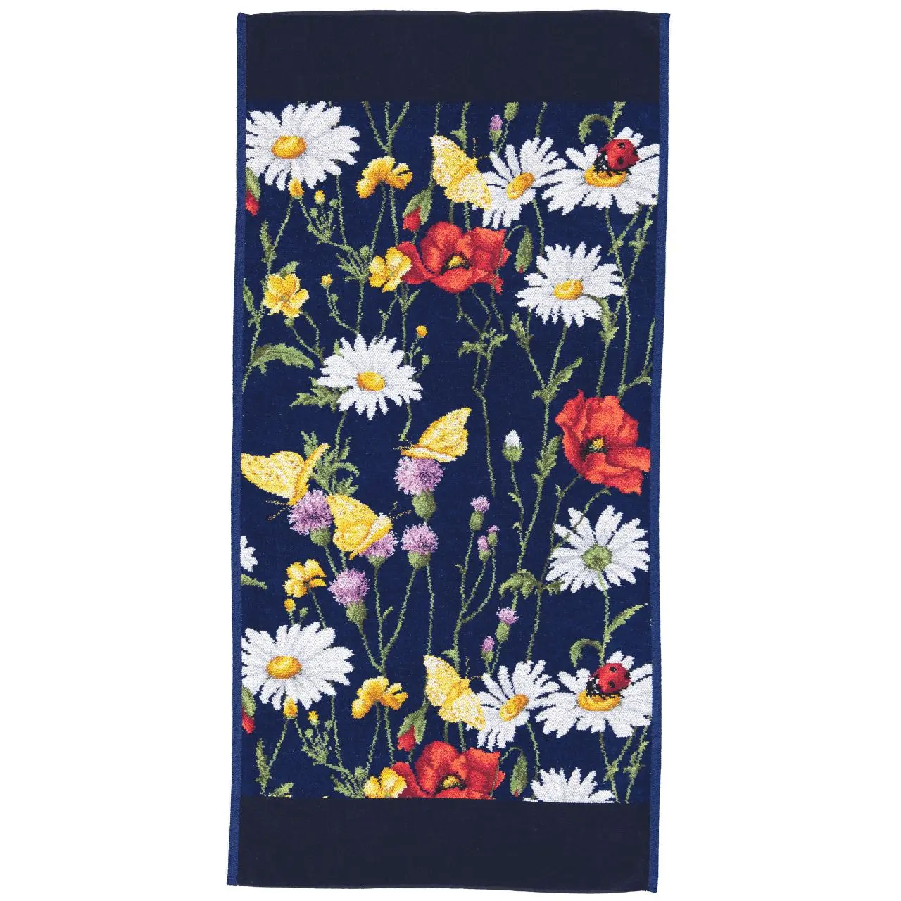 Chenilletuch Daisy Field dunkelblau 
