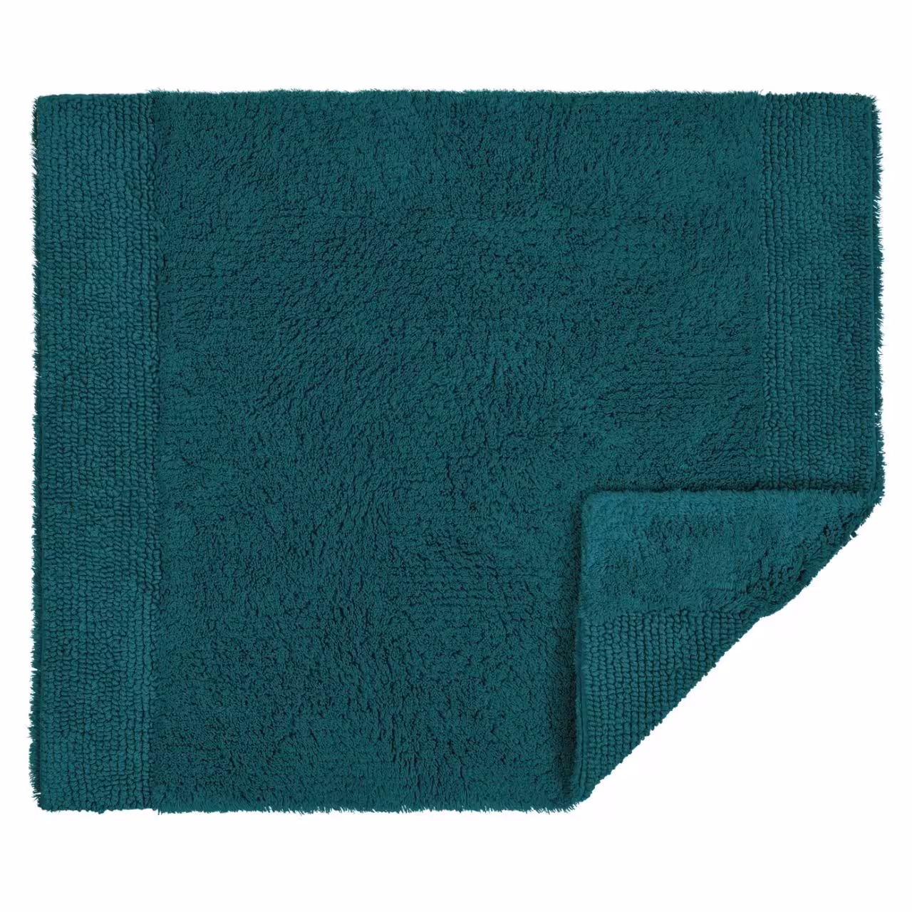 Badematte, Petrolgrün, Hochflor, Frotteeoberfläche, Strukturierte Bordüre, 