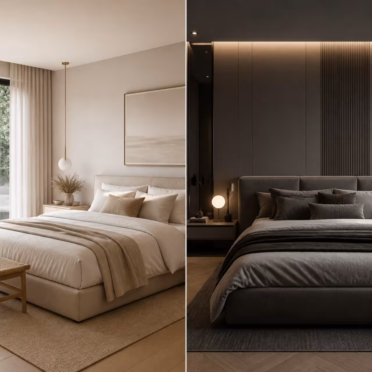 Bett, Bettwäsche, Kissen, Nachttisch, Lampe, 