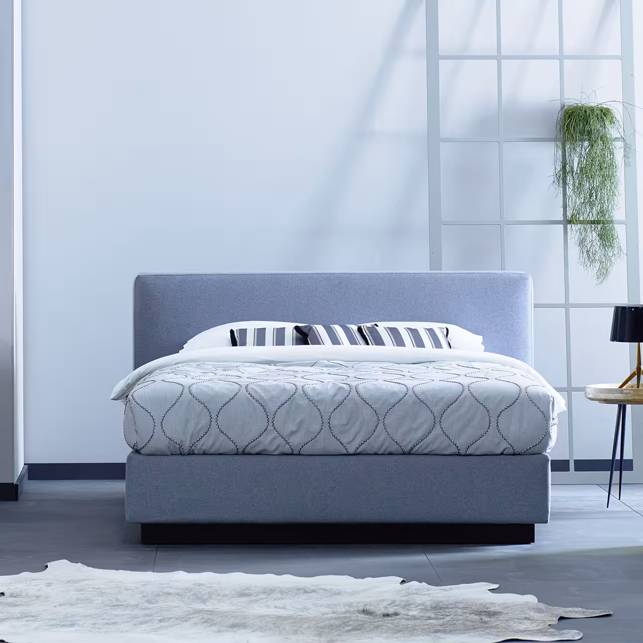 Polsterbett Como grau in Schlafzimmer