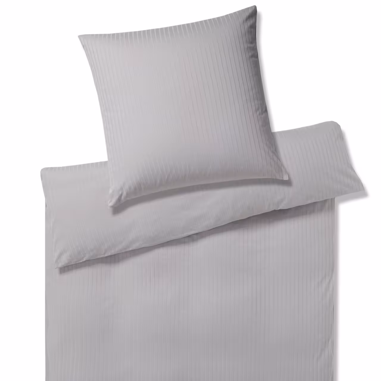 Bettwäsche Garnitur Solid Jersey greige mit Streifen Draufsicht