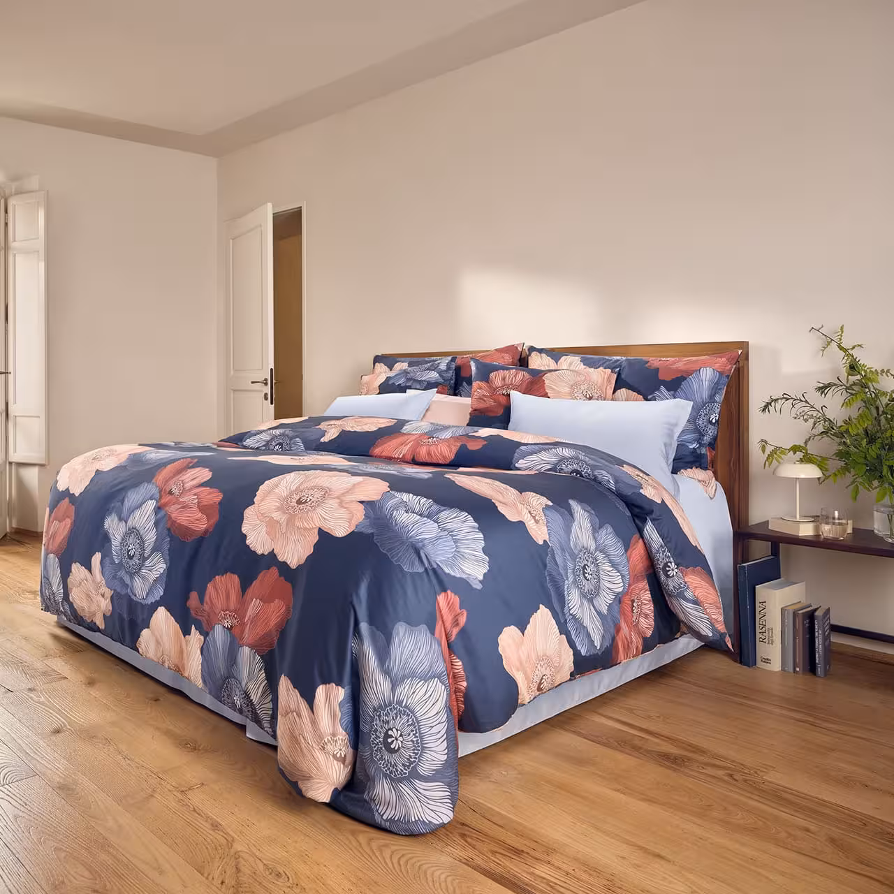 Bettwäsche, Doppelbett, Blumenmuster, Baumwolle, Bettbezug, 