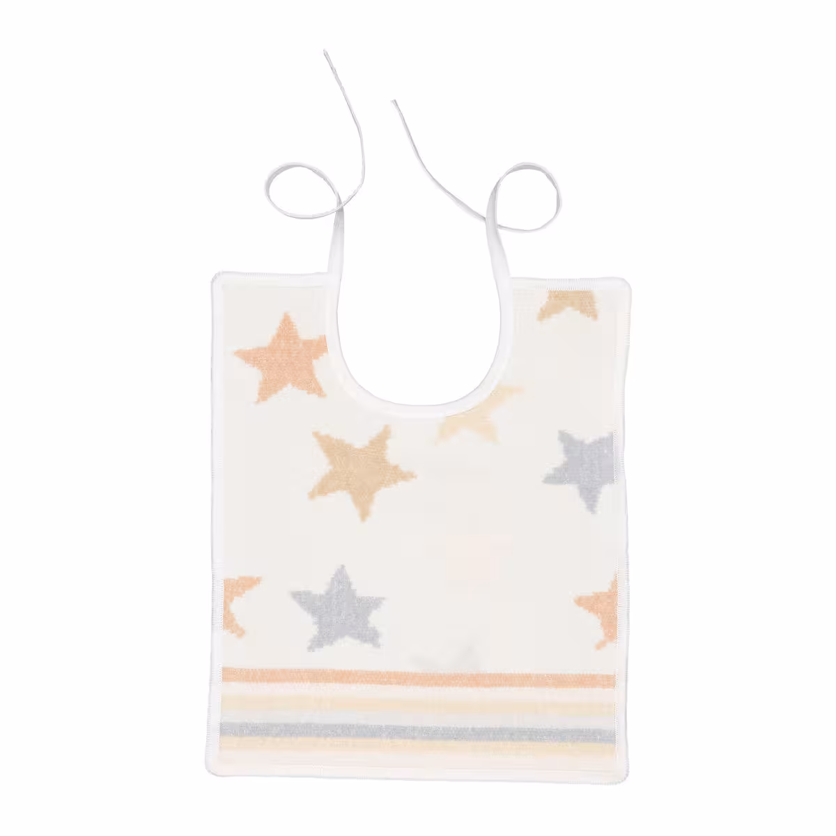 Lätzchen Stars+Stripes weiß mit braunen und silbernen Sternen