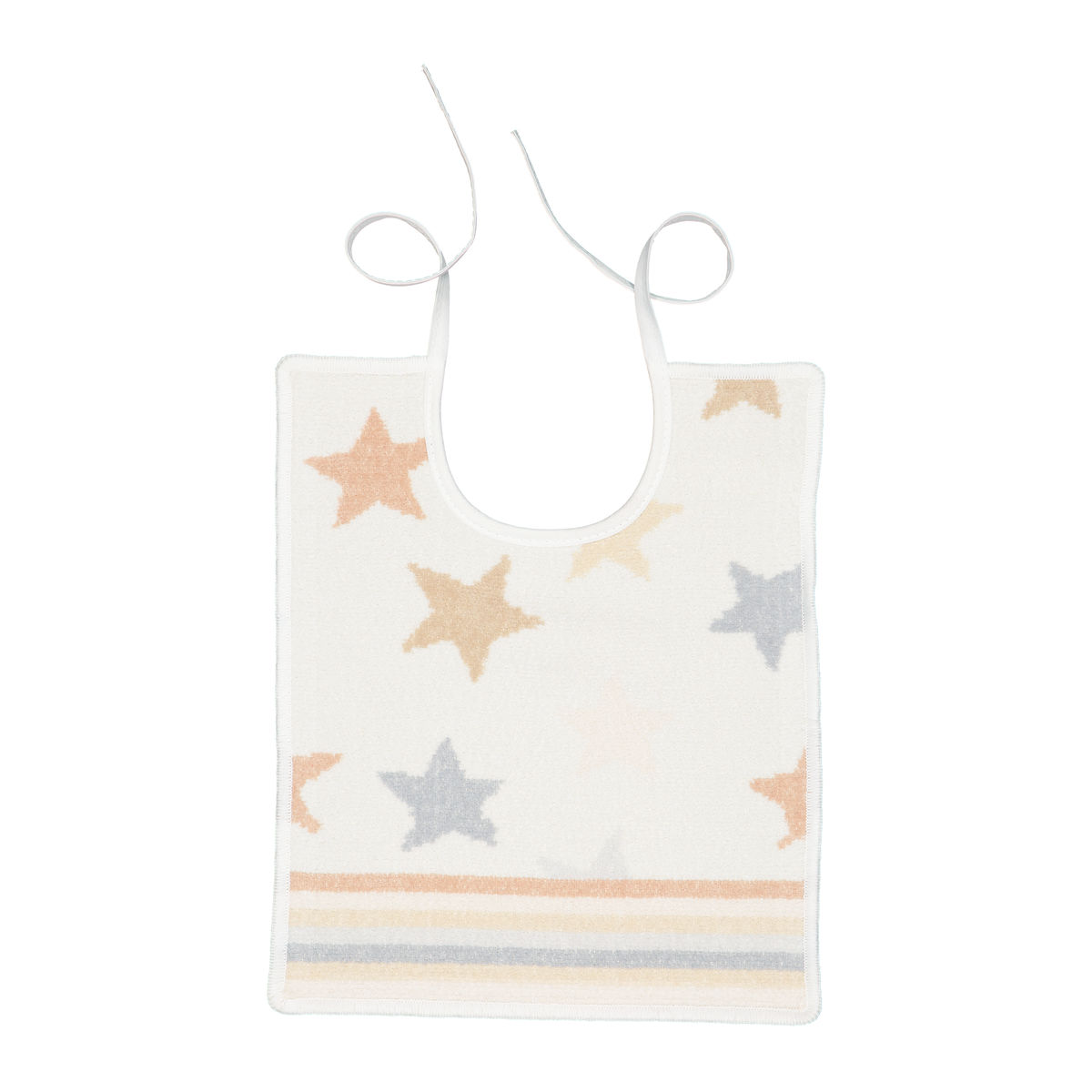 Lätzchen Stars+Stripes weiß mit braunen und silbernen Sternen