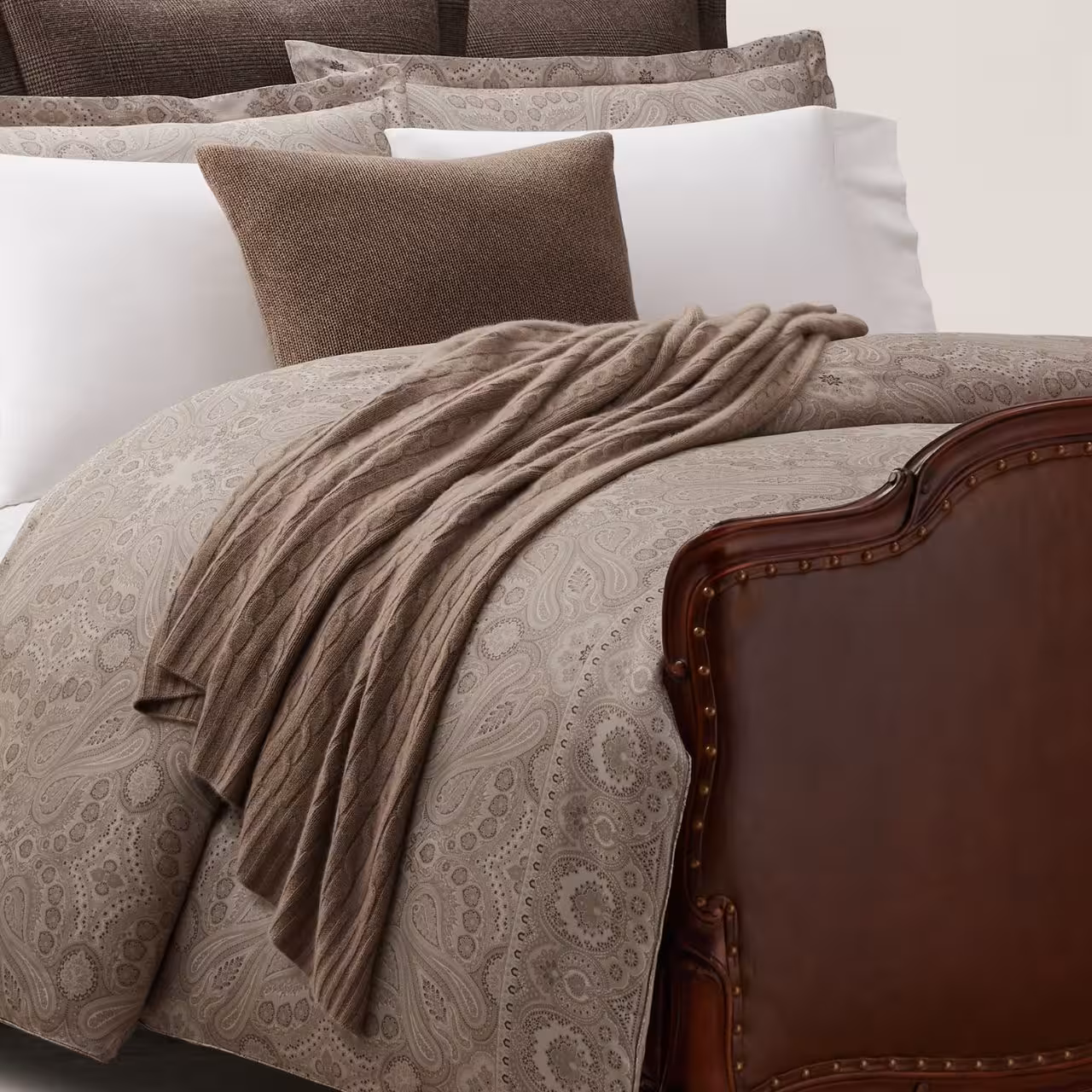 Bettwäsche, Paisley Muster, Beige, Deckbettdecke, Kopfkissenbezug, 