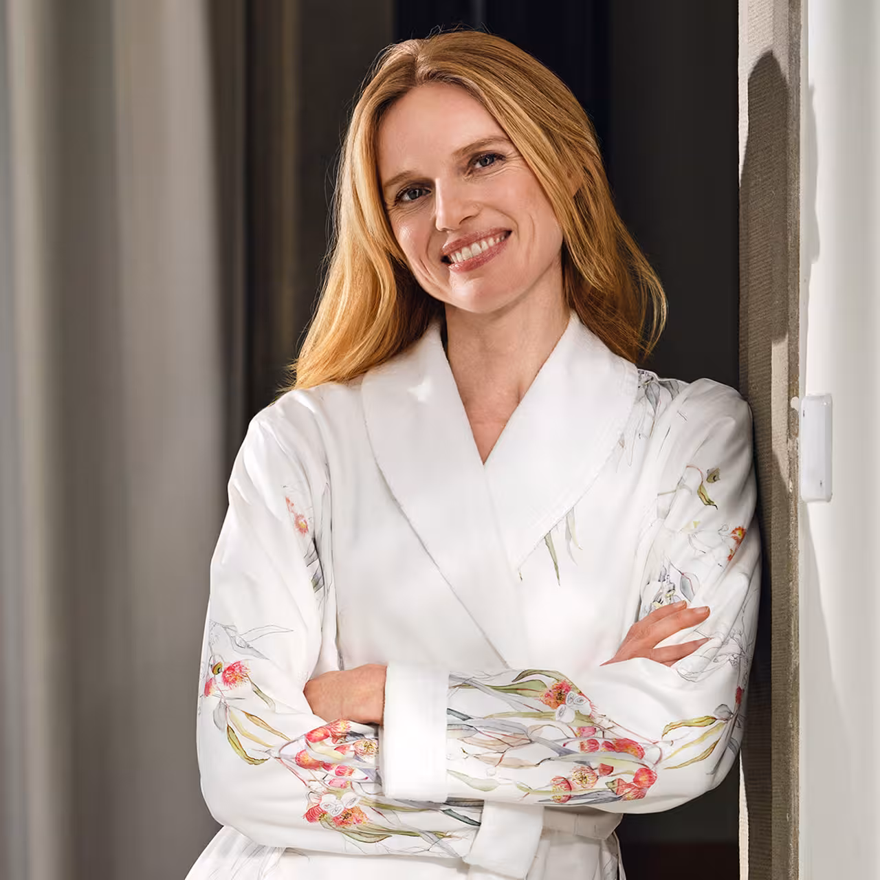 Robe, Kimono, Weiß, Blumenmuster, Dünne Stoffe, 