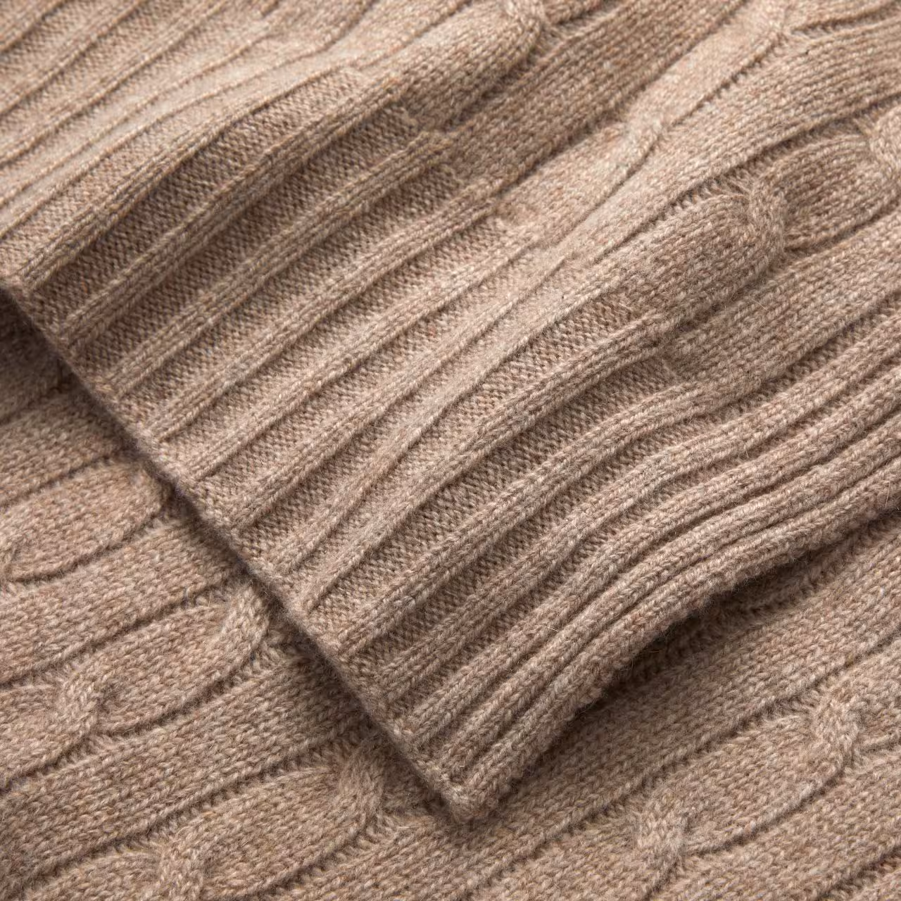 Knitwear, Schal, Nadelstrick, Beige, Rippenmuster, 