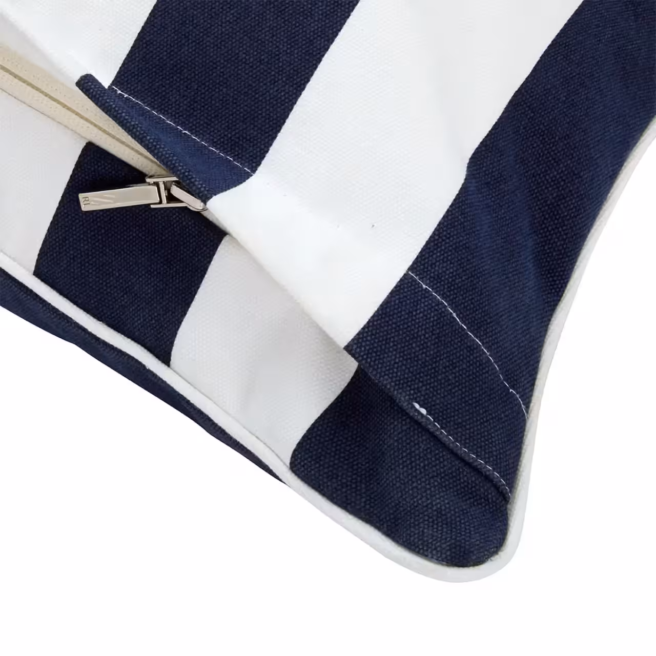 Dekokissen Holton blau weiß Detail Reißverschluss