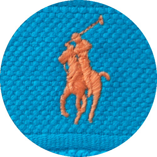 Farbmuster Frottier Stickerei Polo Player türkis