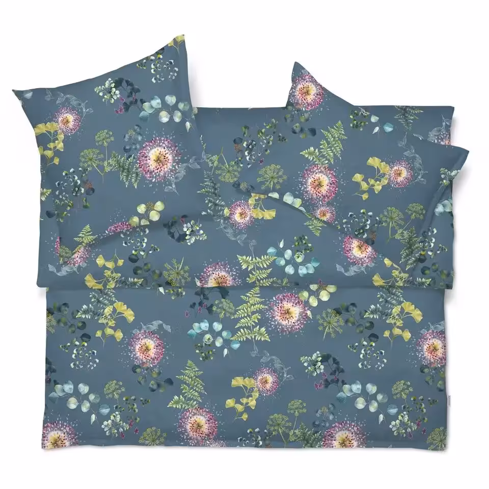 Garnitur Nele blau-grün mit Blumenmuster