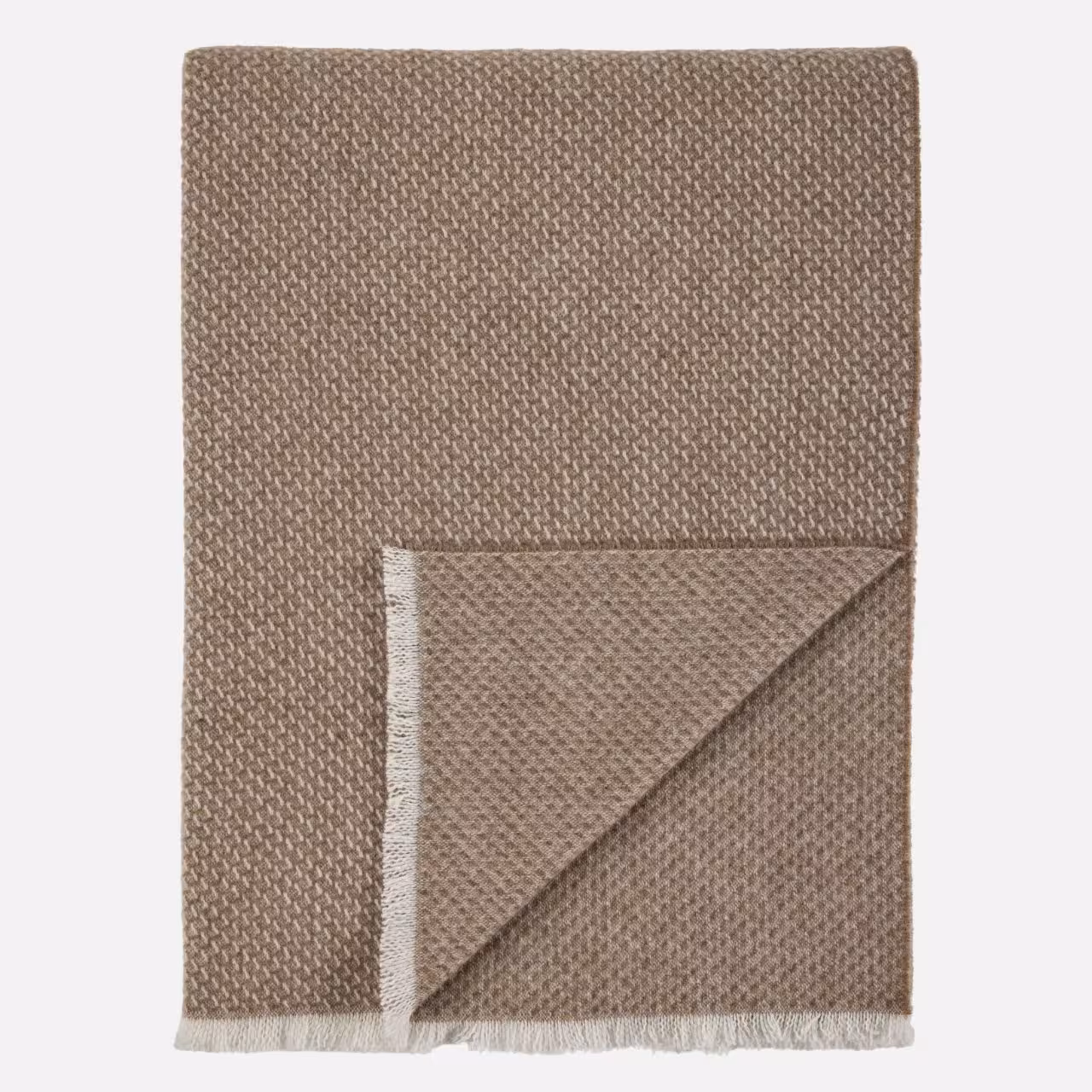 Decke, gewebter Stoff, Braun-Beige, Strukturmuster, Fransen, 
