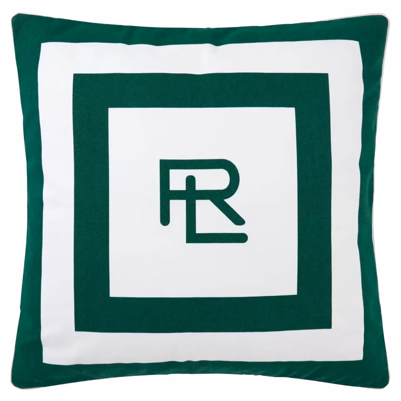 Dekokissen Holton grün weiß mit Monogramm Vorderseite