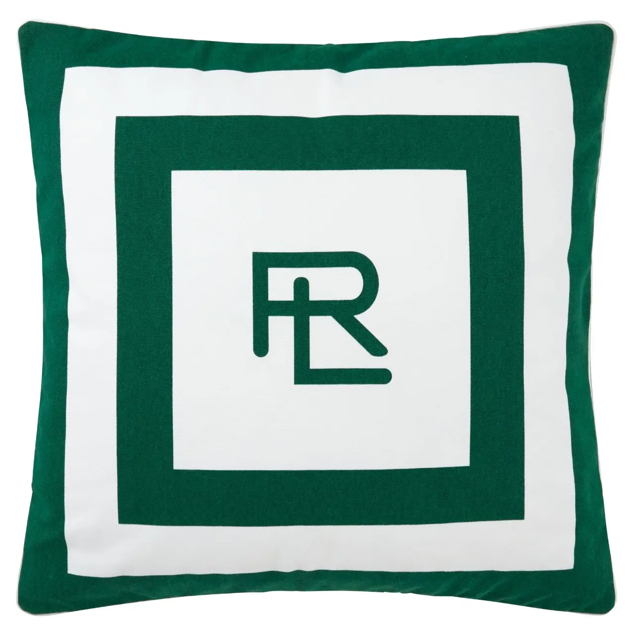Dekokissen Holton grün weiß mit Monogramm Vorderseite
