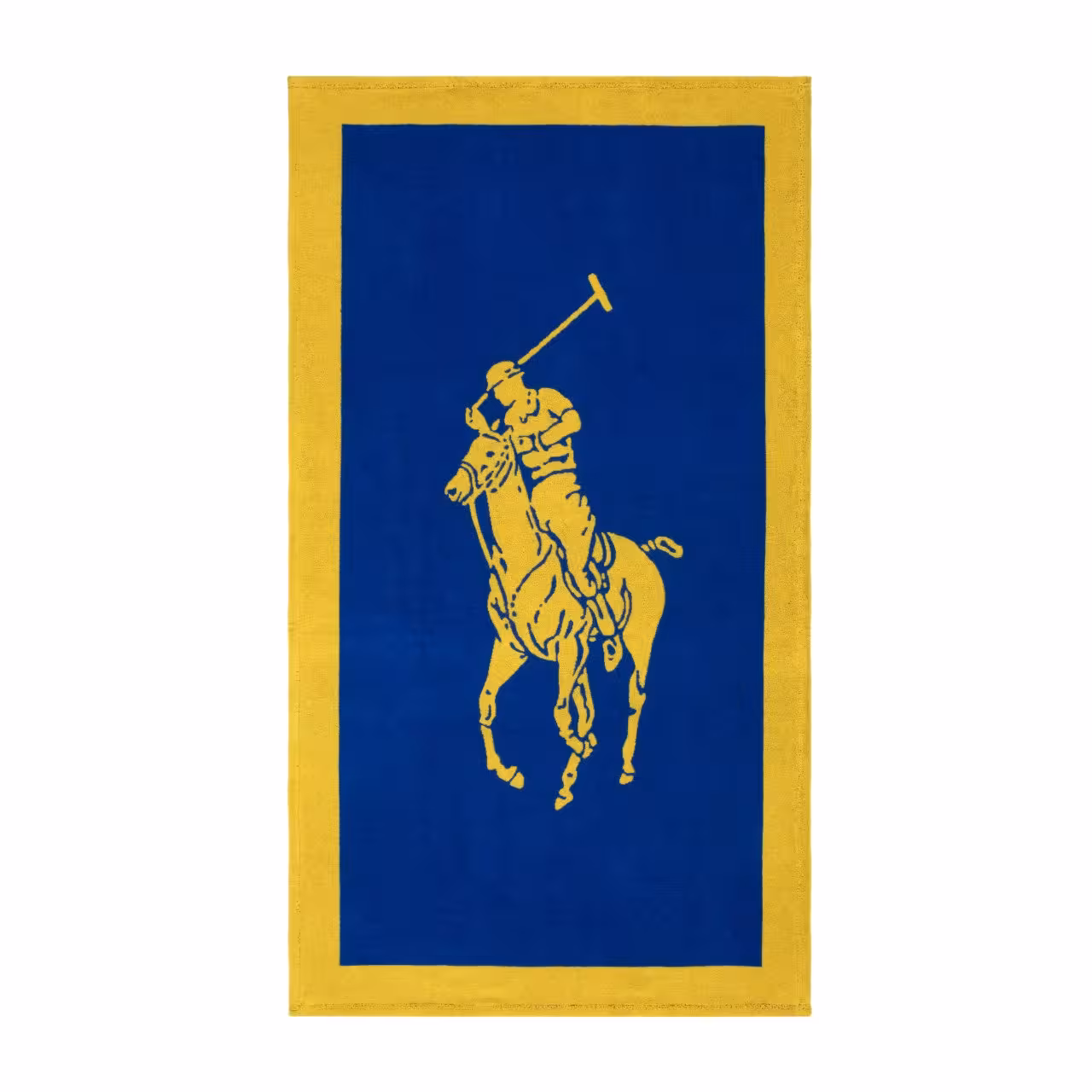 Strandlaken Polo Player blau, gelb Draufsicht