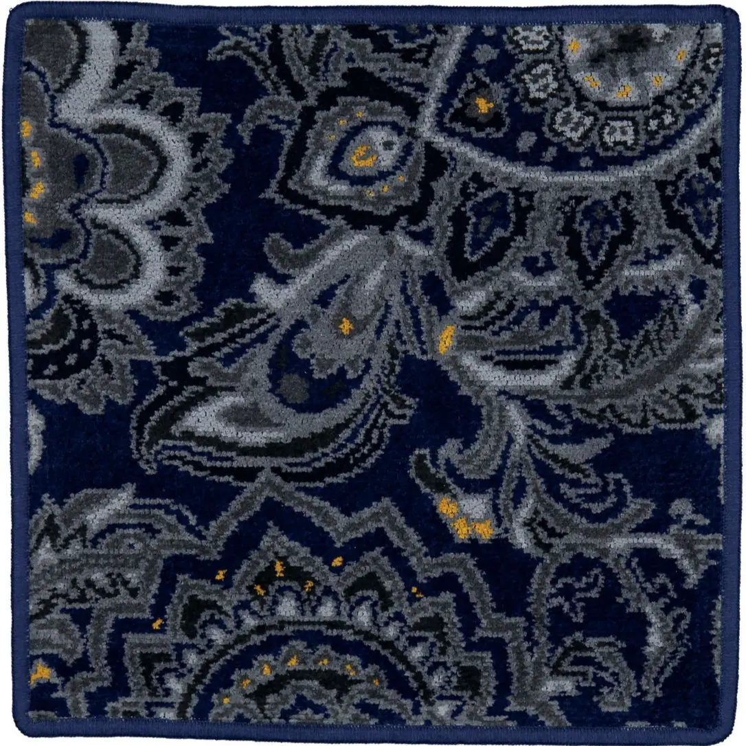 Chenilletuch Djamal dunkelblau mit Paisleymuster