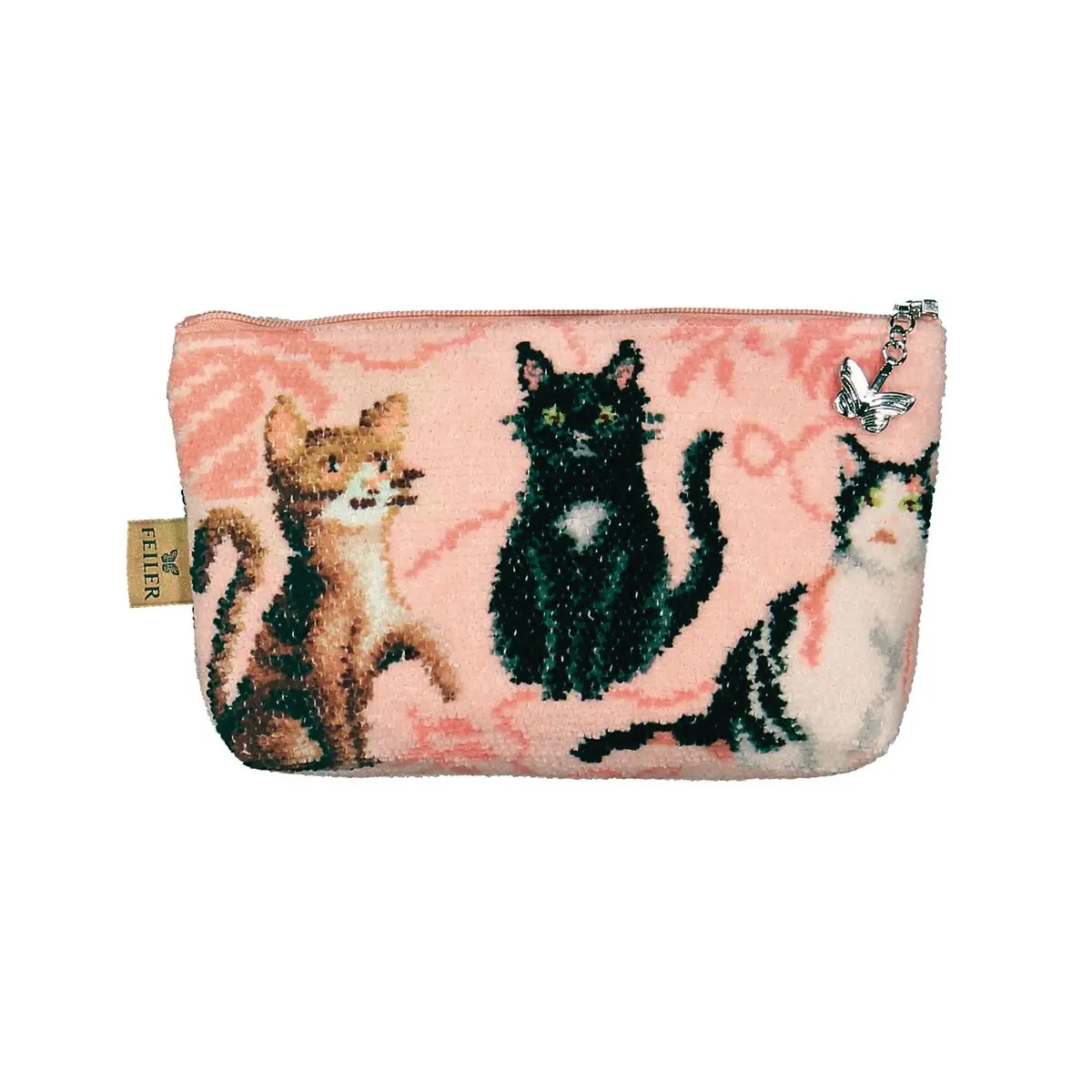 Kunstpelz, Tasche, Clutch, Katze Muster, Pinke Farbe, 