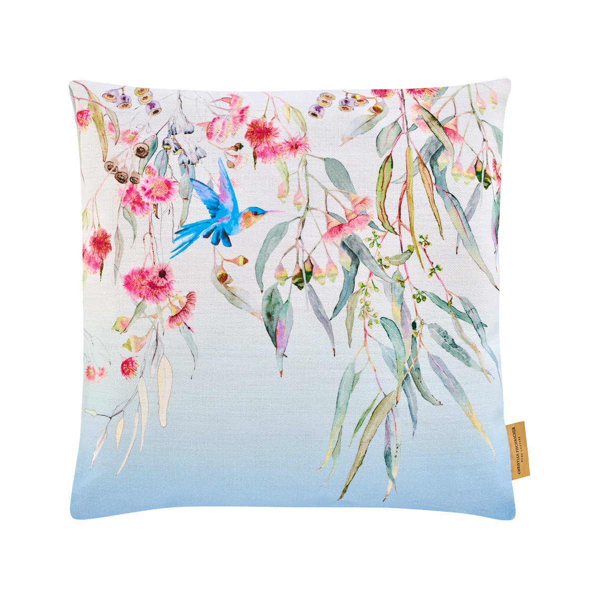 Kissen, Kissenbezug, Blumenmuster, Kolibri, Wasserfarben, 