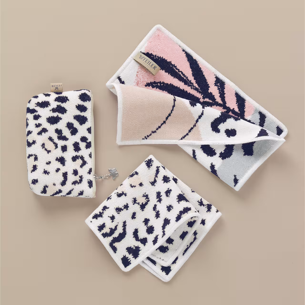 Chenilleserie Stay Wild rosa und beige mit abstraktem Muster
