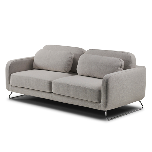 Sofa, Zweisitzer, Stoffbezug, Grau, Kissen, 
