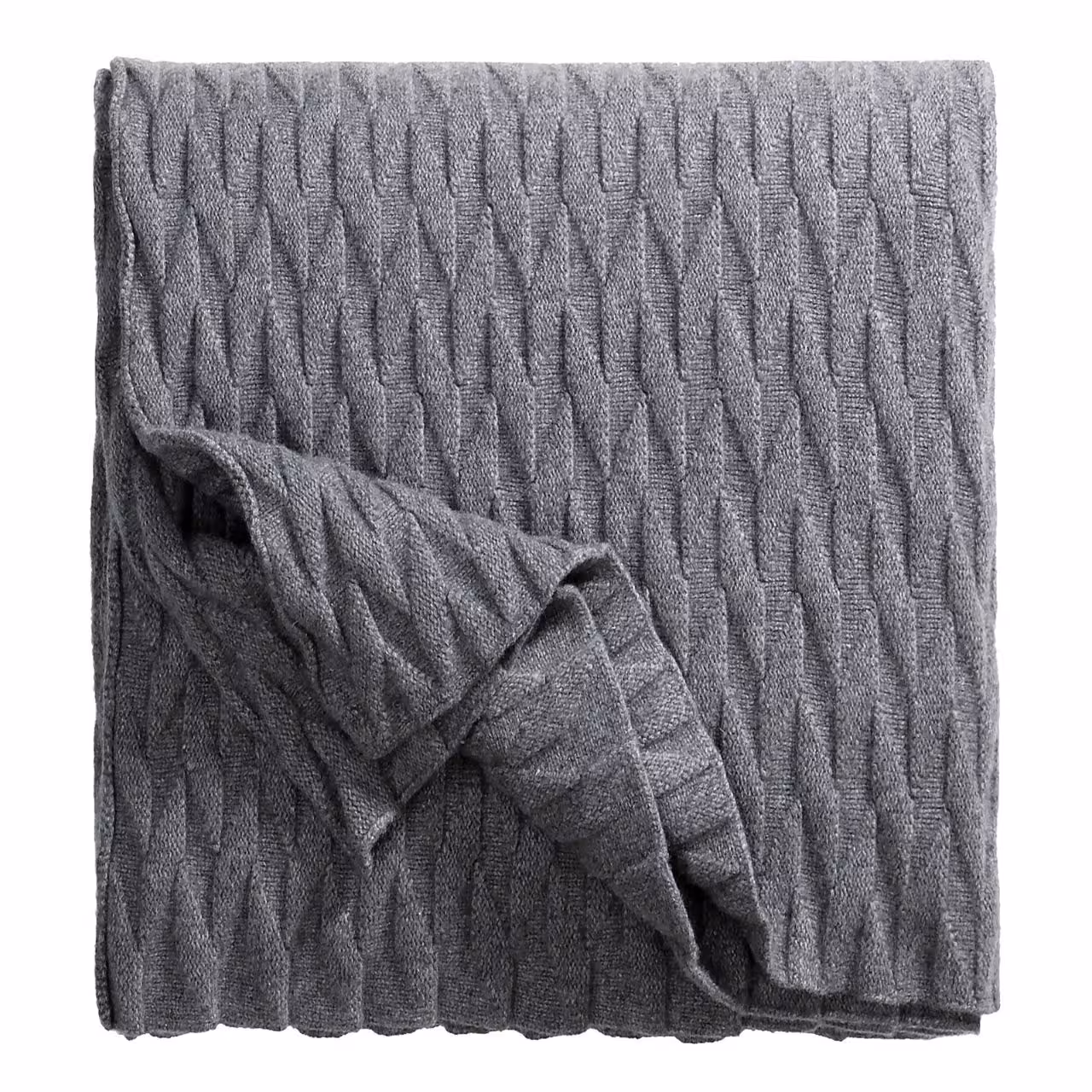 Decke, Wärmedecke, Kabelmuster, Grau, Textil, 