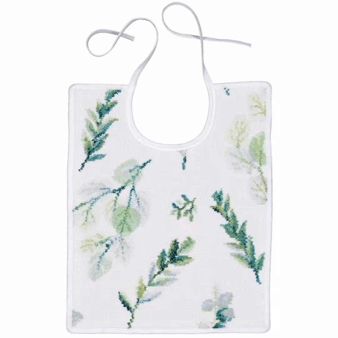 Lätzchen Chenille Gentle Leaves weiß grün