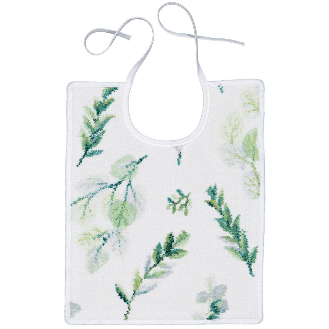 Lätzchen Chenille Gentle Leaves weiß grün