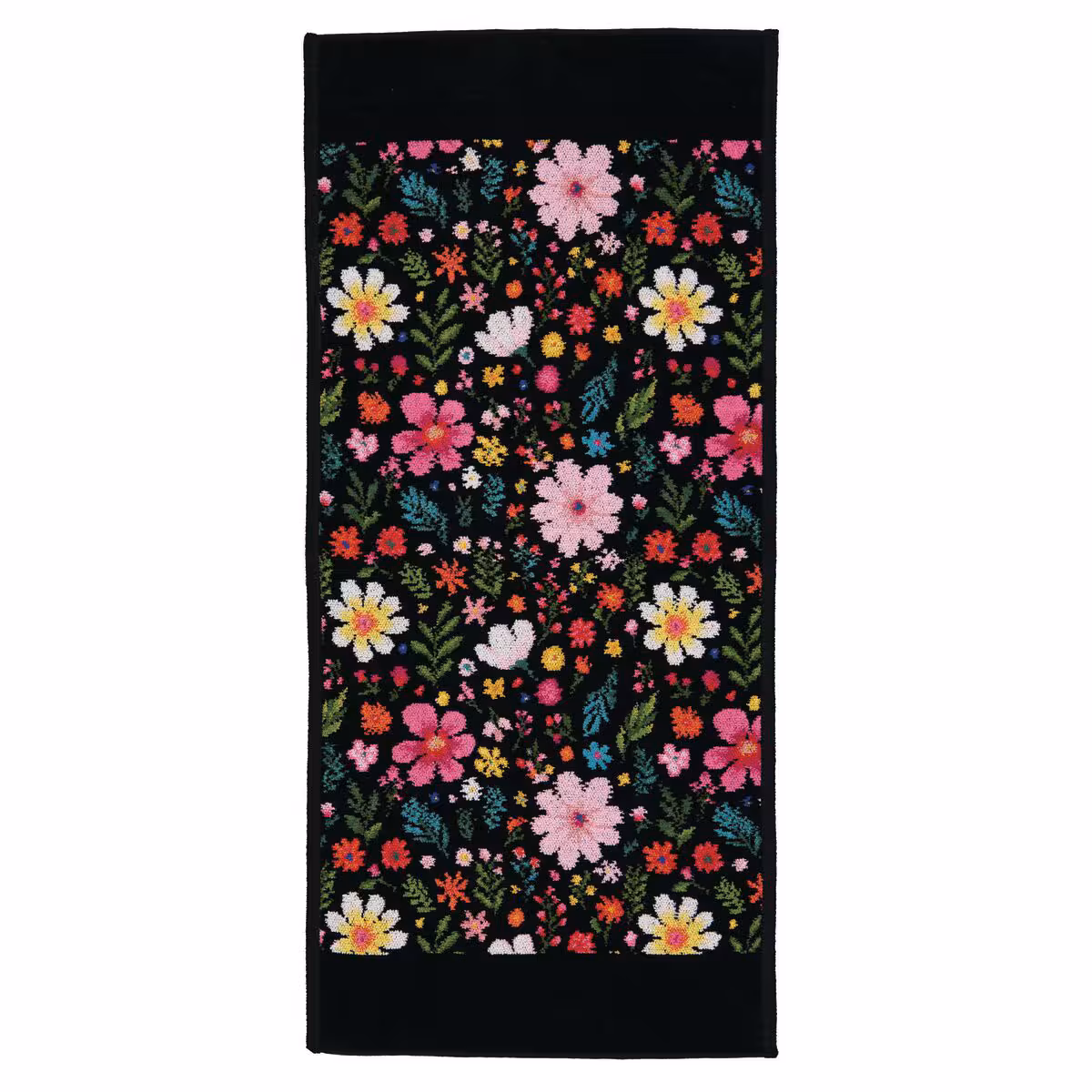 Blumenmuster, Blumen Schal, Schwarz Schal, Stickerei mit Perlen, Langes Rechteck, 
