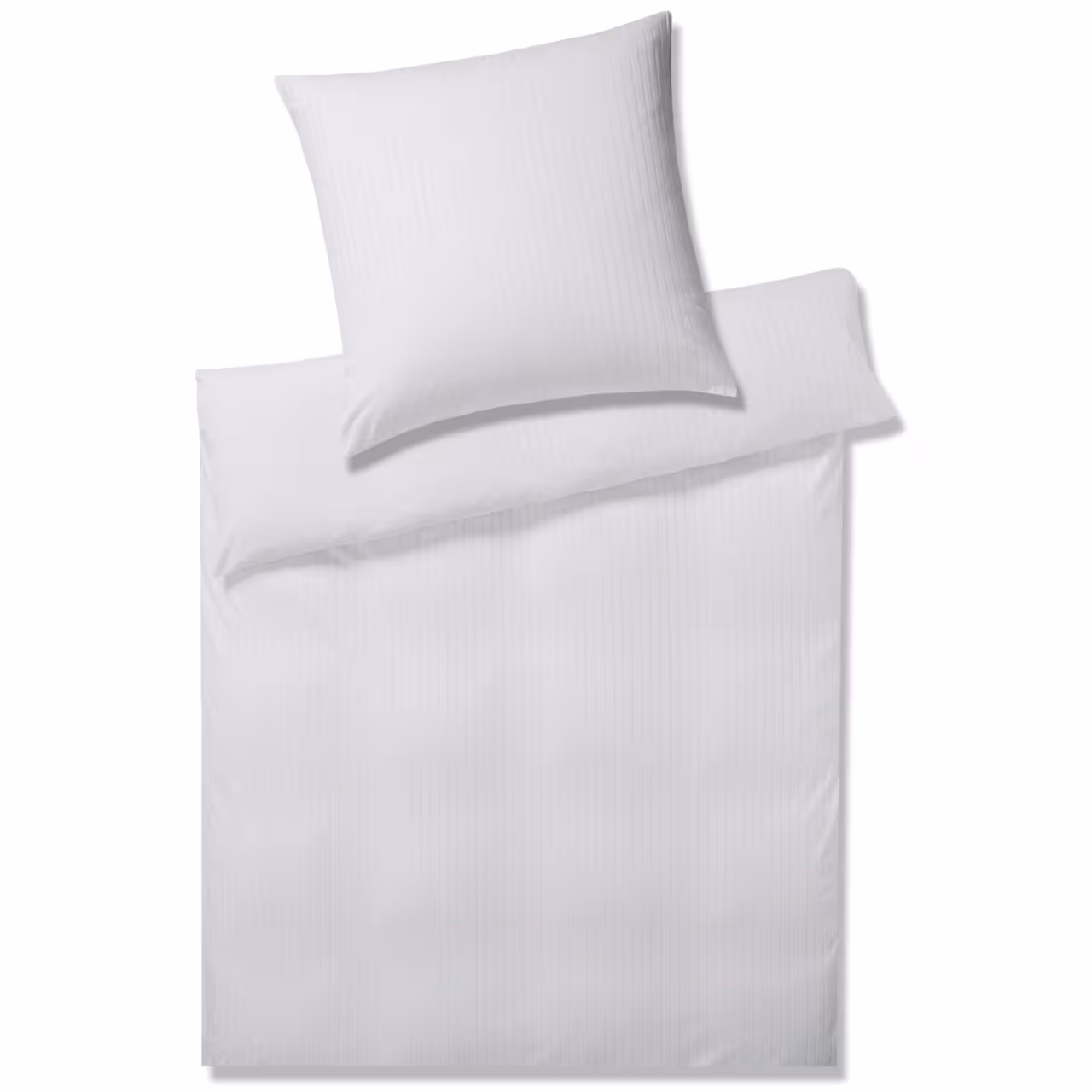 Bettwäsche Garnitur Solid Jersey weiß mit Streifen Draufsicht