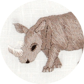 Farbmuster Tischwäsche Afrika Nashorn