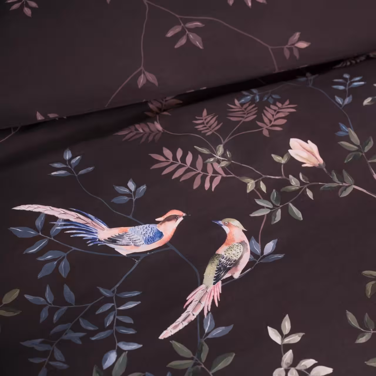 Vögel, Druck, Blumenmuster, Blätter, Rosa, 