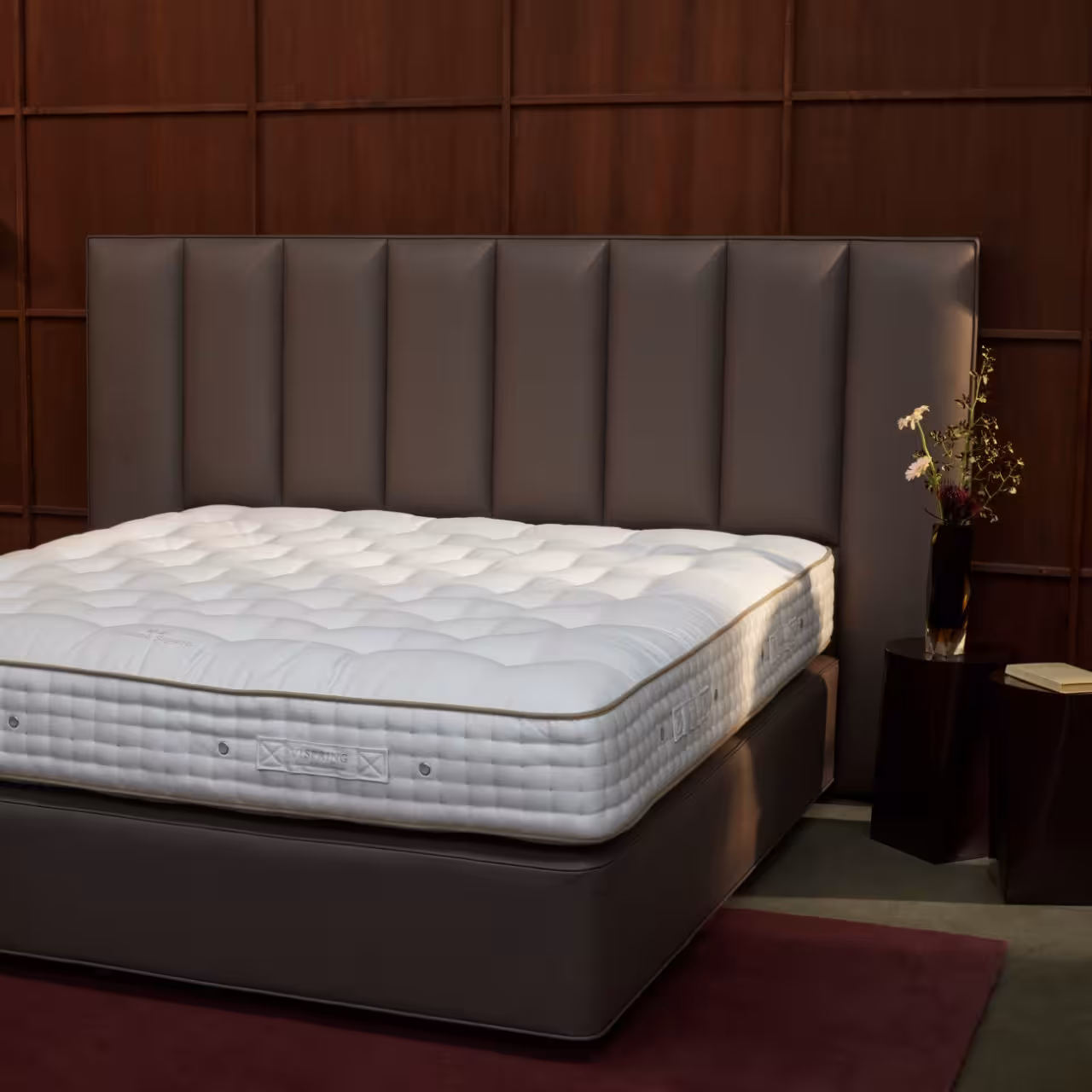 Matratze, weiß, Steppbezug, gepolstertes Kopfteil, Boxspringbett, 