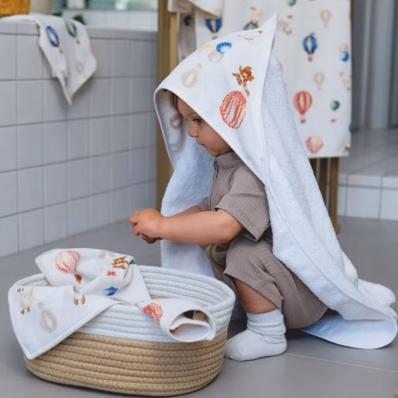 Kinderbadetuch, Stofftuch, Kapuze, Weiß, Pile, 