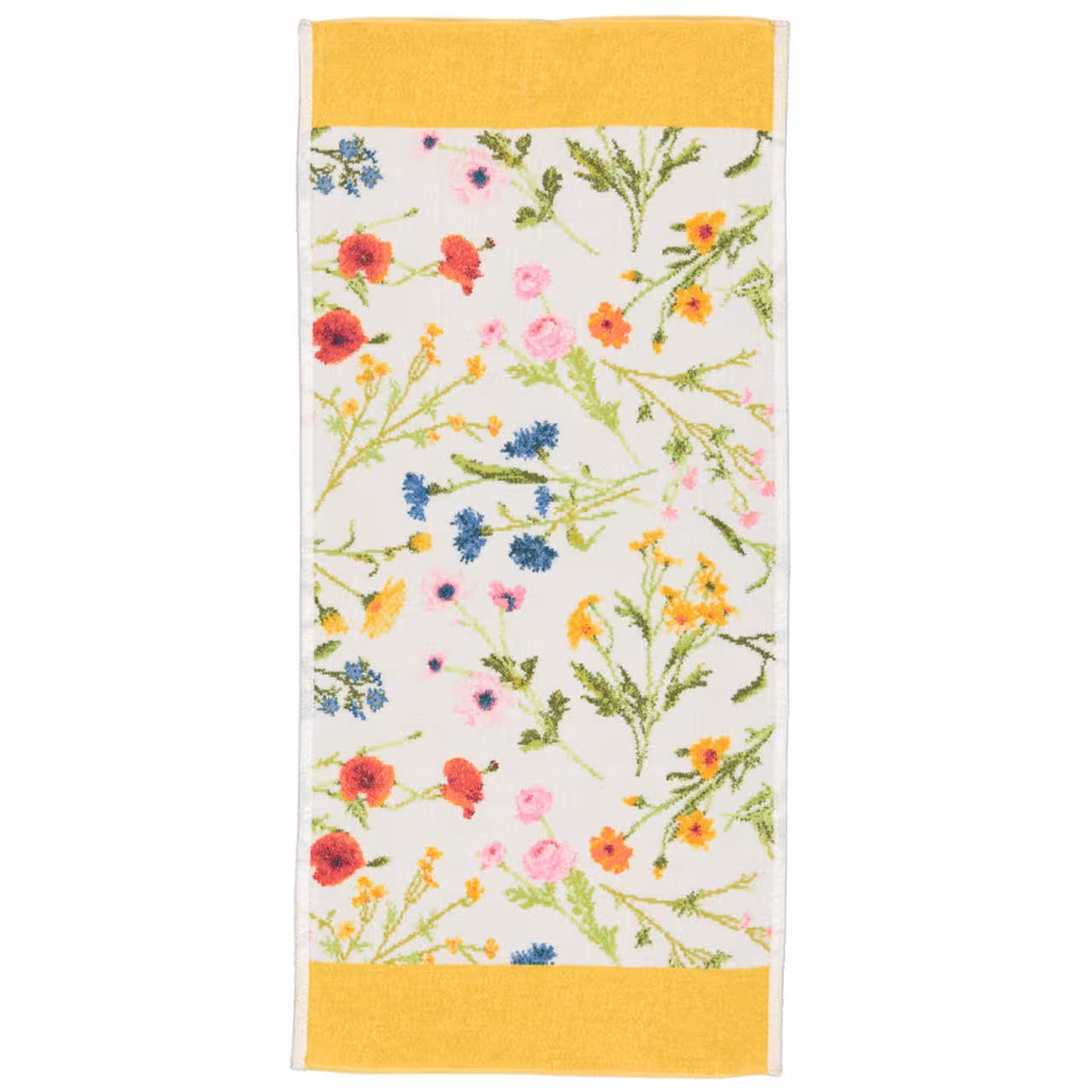 Chenilletuch Flower Meadow gelb mit Blumenmuster