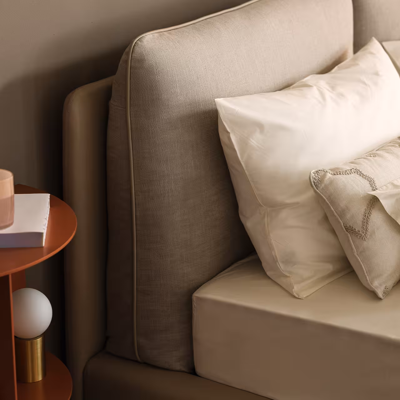Bett Complete Ono beige Kopfteil in Schlafzimmer