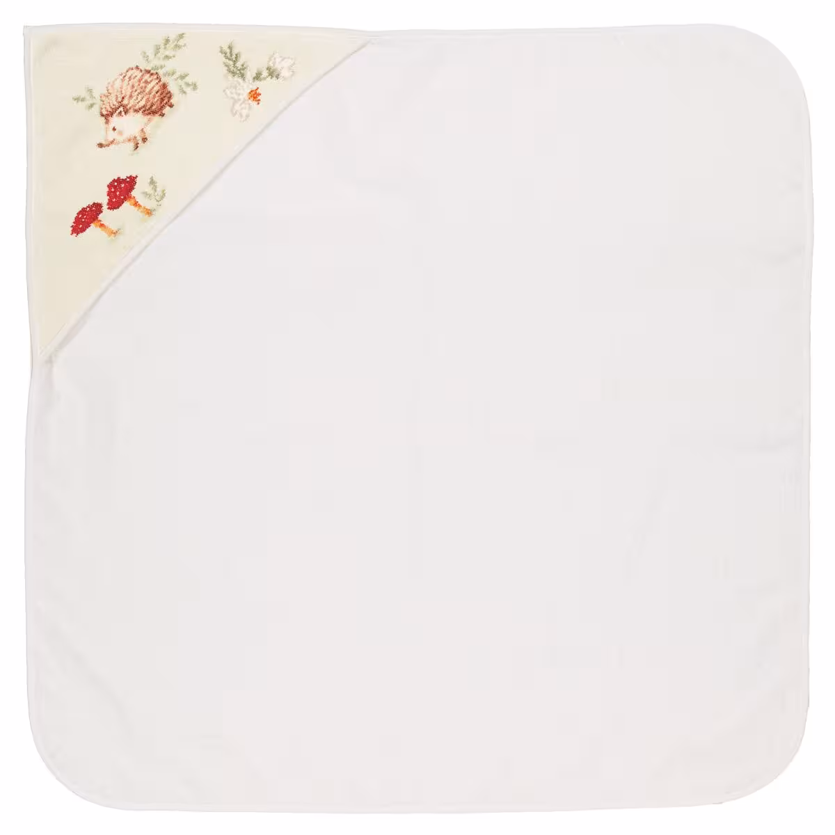 Babyhandtuch, Weißes Handtuch, Stickereiecke, Eckmotiv, Weiche Baumwolle, 