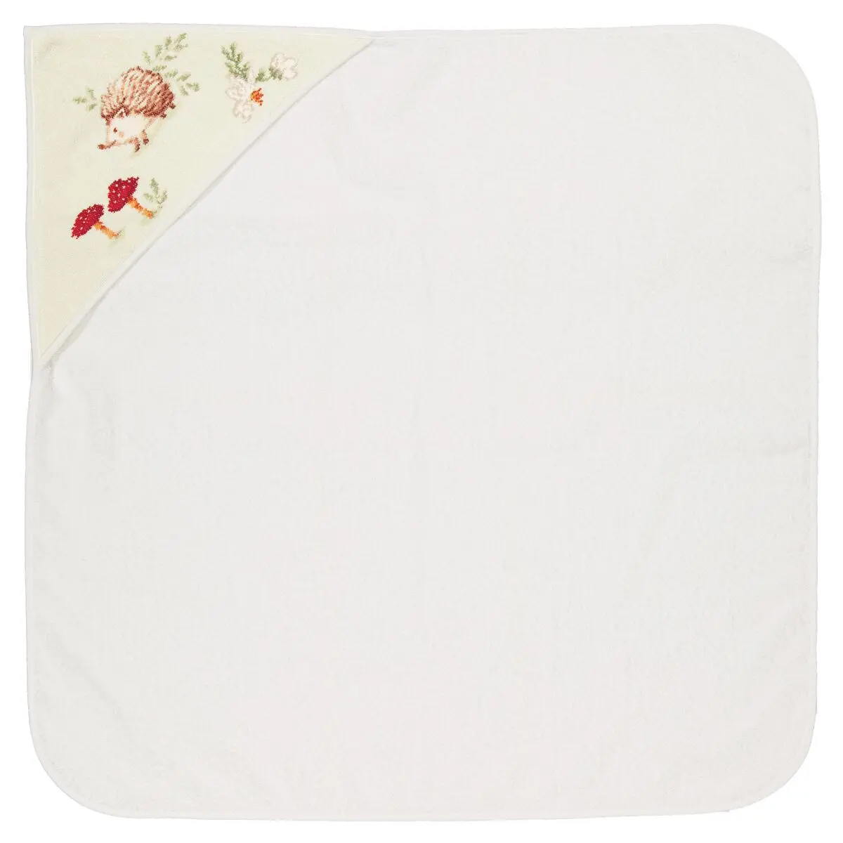 Babyhandtuch, Weißes Handtuch, Stickereiecke, Eckmotiv, Weiche Baumwolle, 