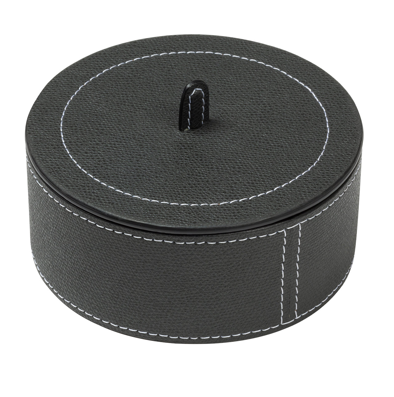 Dose aus Leder mit Deckel in schwarz