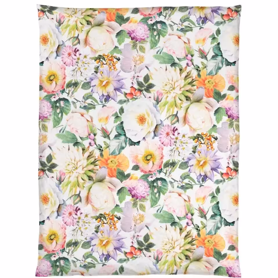 Bettwäsche Fiorenza weiß bunt mit Blumenmotiv Bettbezug Draufsicht