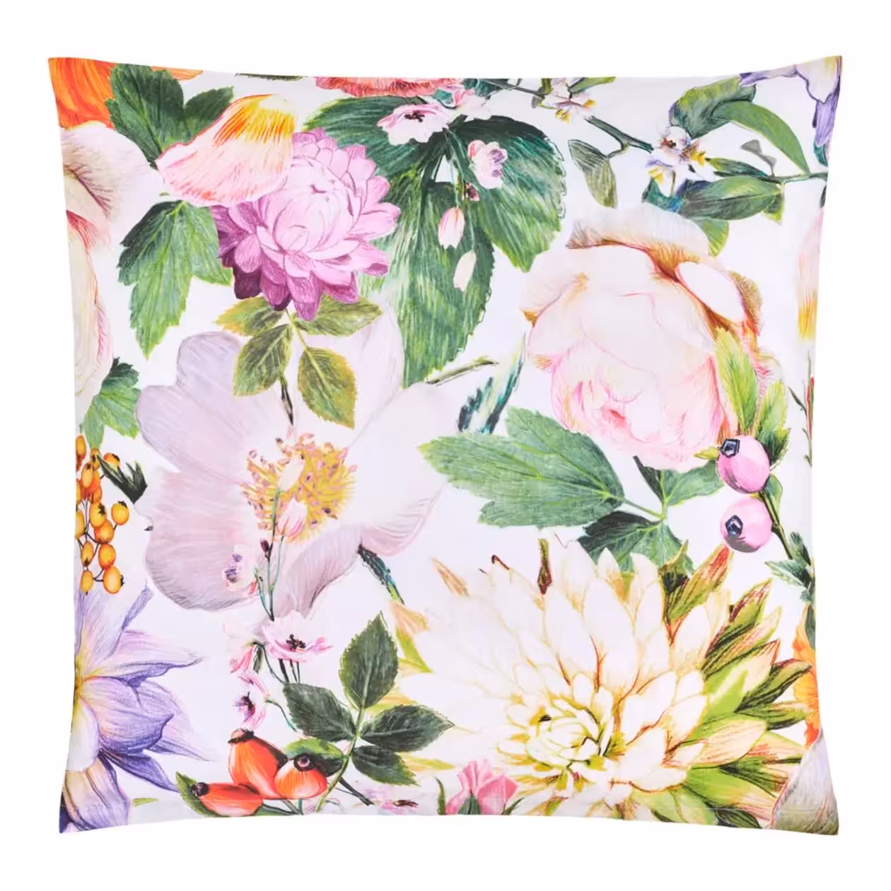 Bettwäsche Fiorenza weiß bunt mit Blumenmotiv Kissenbezug Draufsicht