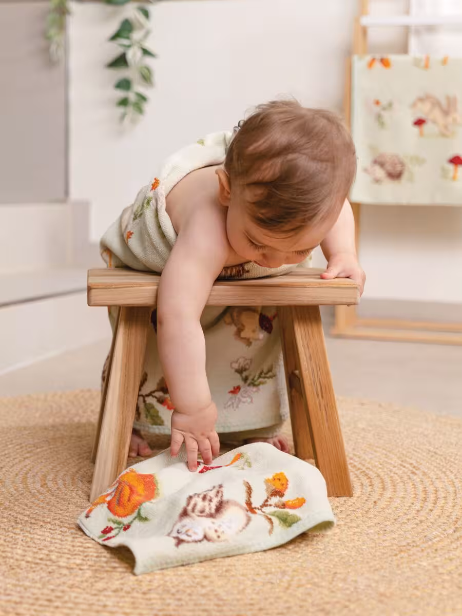 baby, Babystuhl, Holz, Decke, Muster, 