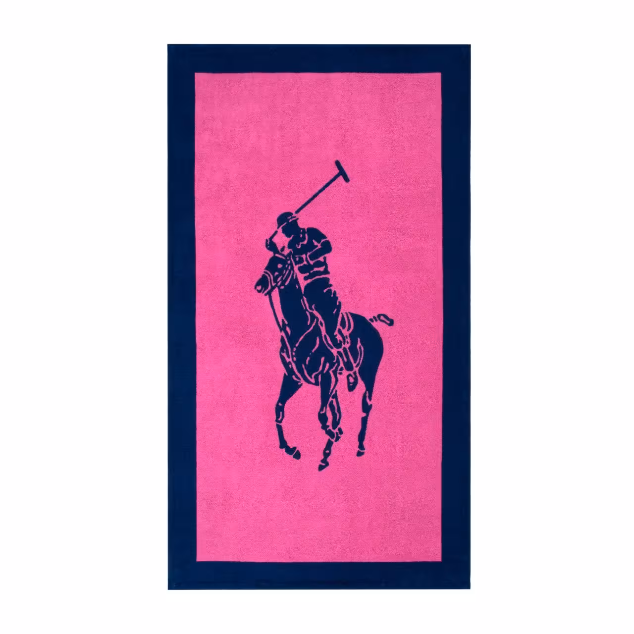 Strandlaken Polo Player navy, pink Draufsicht