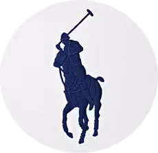 Farbmuster Stickerei Polospieler auf Pferd dunkelblau auf weiß